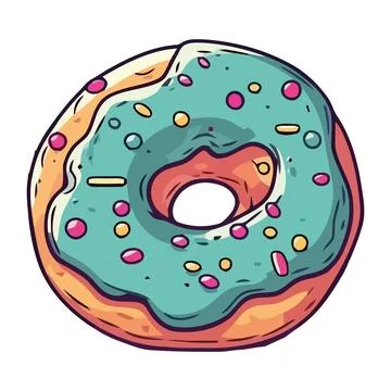 Sweet donut with icing decoration Stock Illustration