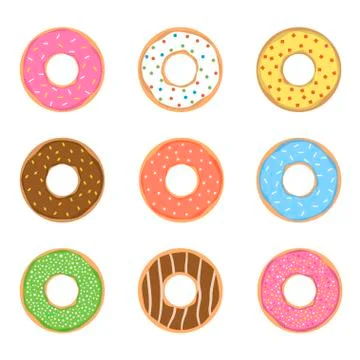 Sweet donut set Stock Illustration