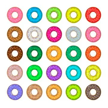 Sweet donut set Stock Illustration