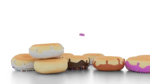Sweet donuts fall from plate Stock Footage 298970416