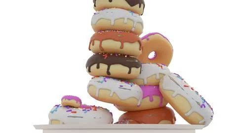 Sweet donuts fall from plate Stock Illustration