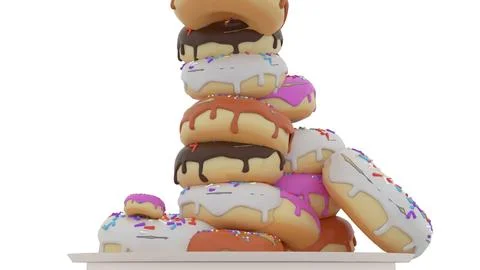 Sweet donuts fall from plate Stock Illustration