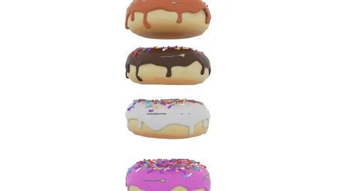 Sweet donuts fall from plate Stock Illustration