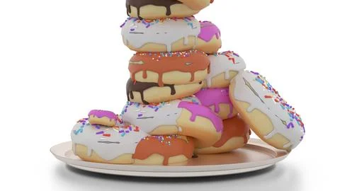 Sweet donuts fall from plate Stock Illustration