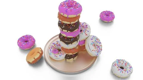 Sweet donuts fall from plate Stock Illustration