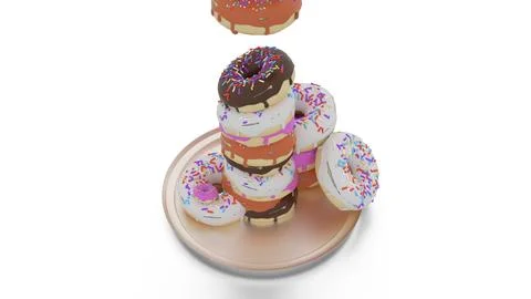 Sweet donuts fall from plate Stock Illustration