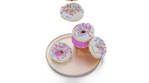 Sweet donuts fall from plate Stock Illustration