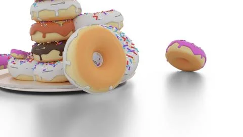 Sweet donuts fall from plate Stock Illustration