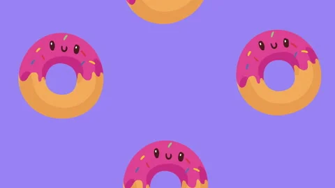 Sweet donuts pattern kawaii characters Stock Footage 224298173