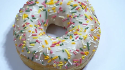 Sweet donuts rotating on a white background. Traditional American sweetness Video stock 103102943