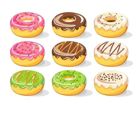 Sweet Donuts vector set collection, Vector Illustration Stock Illustration