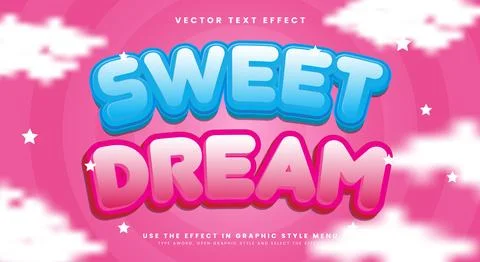 Sweet dream 3D editable text effect Template Stock Illustration