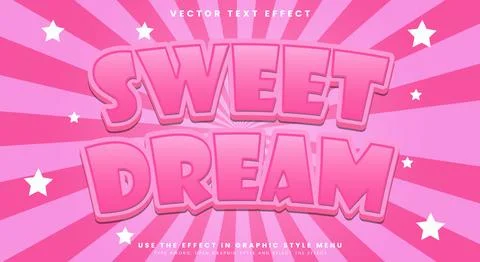 Sweet Dream Cute editable text effect Stock Illustration