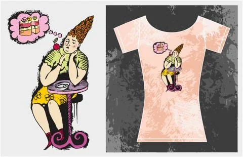 Sweet dreams of cake Stock Illustration