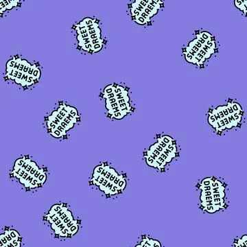 Sweet dreams sleep night vector seamless pattern Stock Illustration