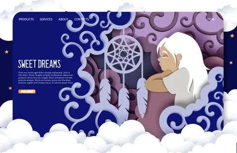 Sweet dreams vector website landing page design template Illustrazione stock