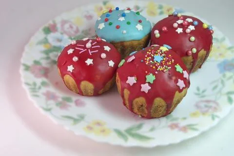 Sweet Easter bread. homemade muffins, with melted sugar dark red glaze topp.. Stock Photos