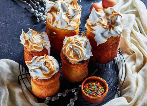 Sweet easter bread,  vertical view from above Stock Photos