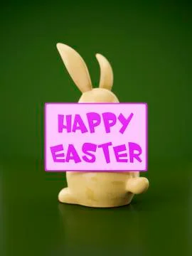Sweet easter bunny figure with message happy easter Stock Illustration