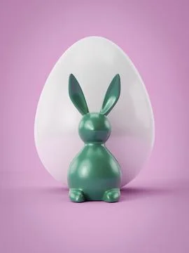 Sweet Easter decoration bunny with egg 3D illustration Illustrazione stock