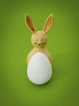 Sweet Easter decoration bunny with egg 3D illustration Illustrazione stock