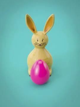 Sweet Easter decoration bunny with egg 3D illustration Illustrazione stock