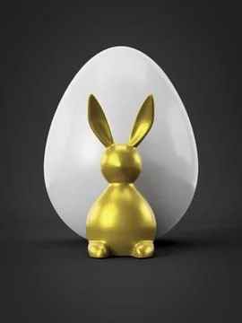 Sweet Easter decoration bunny with egg 3D illustration Illustrazione stock