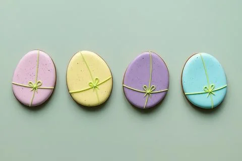 Sweet for easter table on background top view copy space Stock Photos