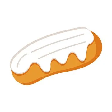 Sweet eclair with white icing dessert illustration Stock Illustration