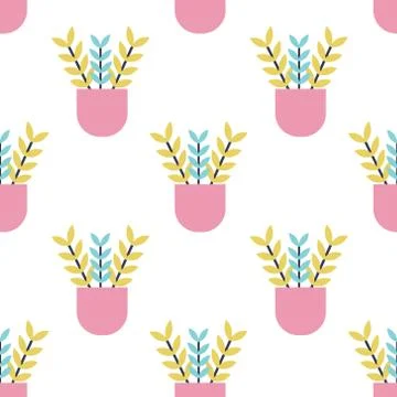 Sweet eco pattern with plants on the white background Stock Illustration