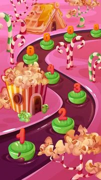 Sweet fantasy game level map Illustrazione stock