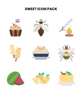 Sweet Flat Bundle Icons Pack Stock Illustration