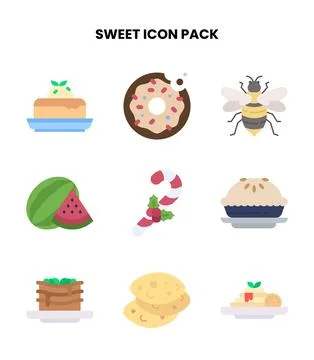 Sweet Flat Graphics Icons Pack Stock Illustration