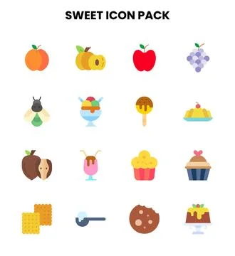 Sweet Flat Graphics Icons Pack Stock Illustration