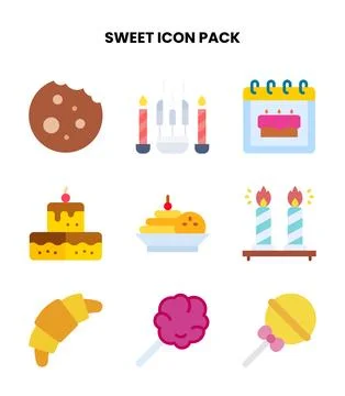 Sweet Flat Icons Pack Stock Illustration