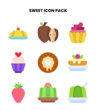 Sweet Flat Icons Pack Stock Illustration