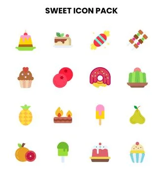 Sweet Flat Vector Icons Pack Stock Illustration