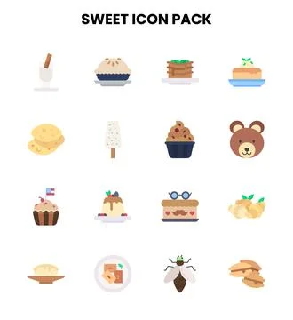 Sweet Flat Vector Icons Pack Stock Illustration