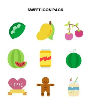 Sweet Flat Vector Icons Pack Stock Illustration