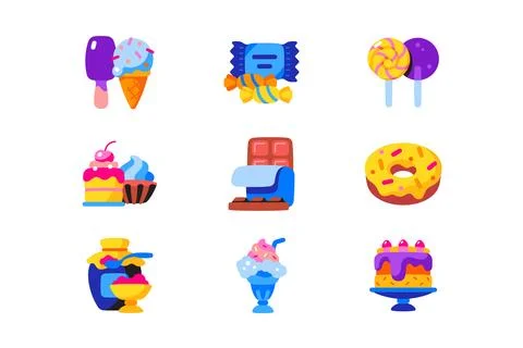 Sweet food icons set Stock Illustration