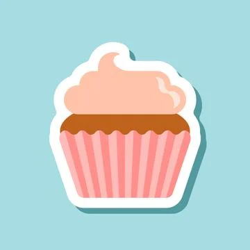 Sweet food sticker icon in flat style. Birthday cake vector illustration on.. Stock Illustration