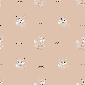 Sweet fox pattern design in soft watercolor style for fabric and wrapping use Illustrazione stock