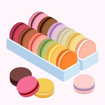 Sweet french macaroons in boxes. Illustrazione stock