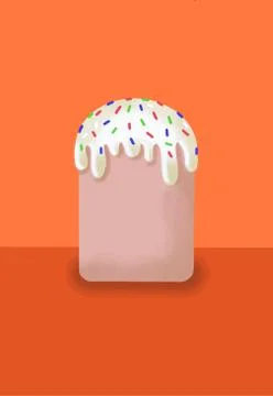 Sweet fresh cupcake for Easter on an orange background. イラスト素材