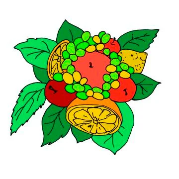 Sweet fruit bouquet colored vector Stock Illustration