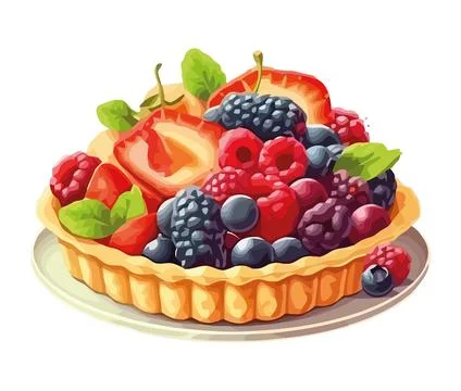 Sweet fruit dessert with raspberry and blueberry cream Stock Illustration