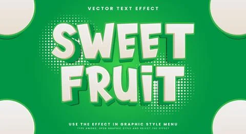 Sweet Fruit editable text effect Template Stock Illustration
