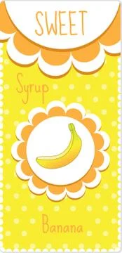 Sweet fruit labels for drinks, syrup, jam. Banana label. Vector illustration Stock Illustration