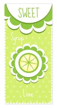 Sweet fruit labels for drinks, syrup, jam. Lime label. Vector illustration Stock Illustration