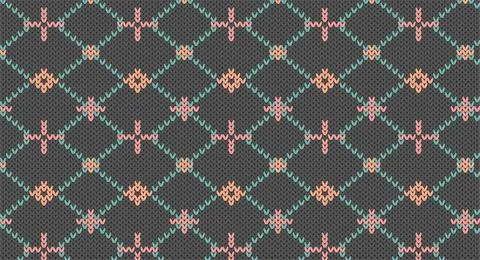 Sweet geomatric on gray knitted pattern, Festive Sweater Design. Seamless Kni Stock Illustration